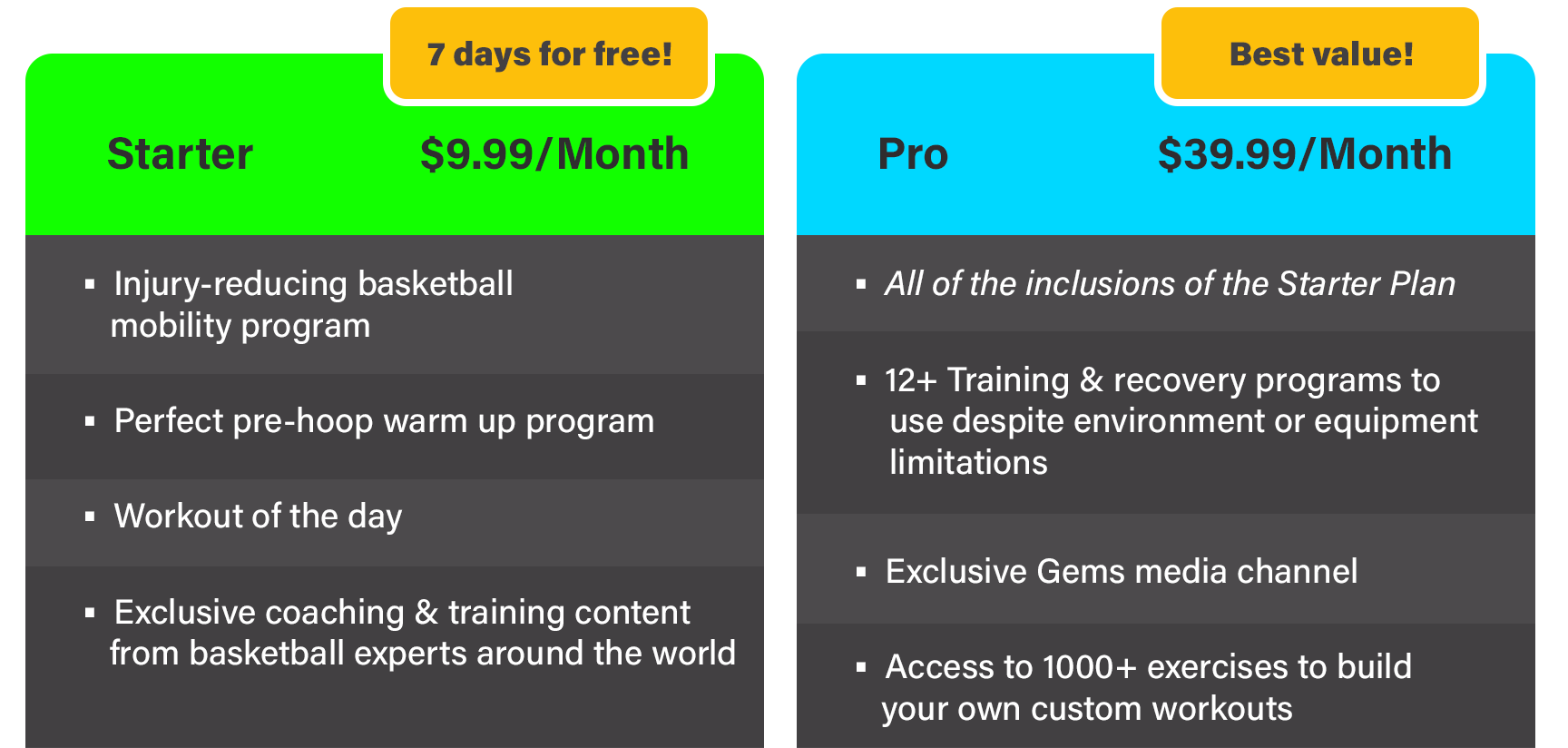 Plans and Pricing Desktop