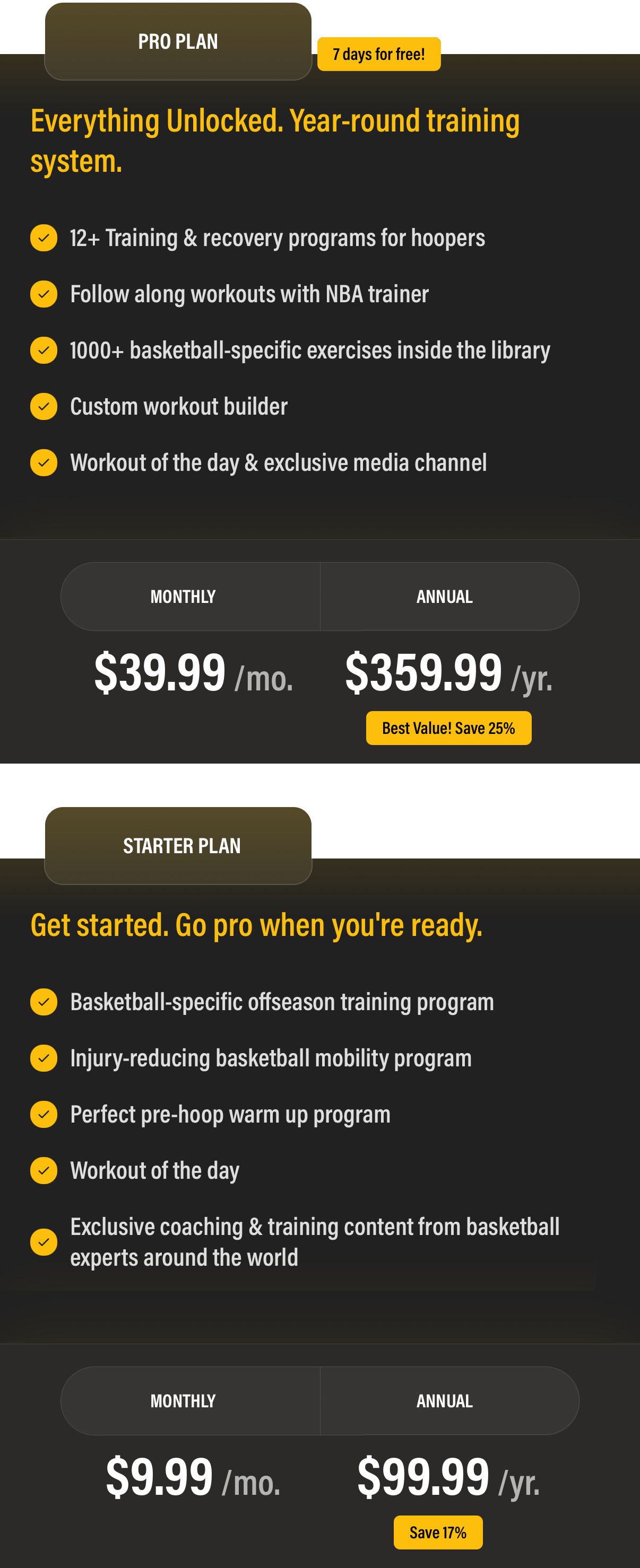 Plans and Pricing Mobile